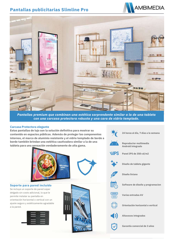 Pantalla publicitaria slimline